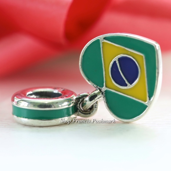 Pandora Brazil Heart Flag Charm 791911ENMX - Picture 1 of 3